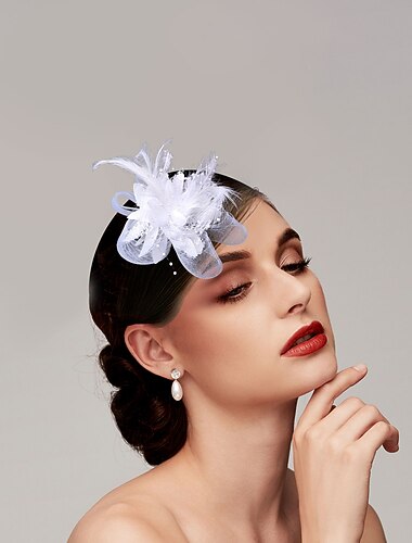  Estilo Vintage Elegante  Luxuoso Tule  Penas Fascinators  Chapéus  Acessórios de Cabeça com Floral  Pedraria 1PC Casamento  Dia das Mulheres  Melbourne Cup Fascinators Vestido de Dia da Corrida