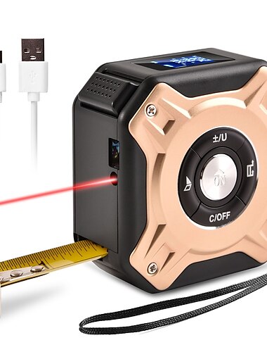  lézeres mérőszalag 2 az 1-ben lézeres mérőszalag 131 láb multifunkcionális mérőszalag 16 láb/5 m LCD digitális kijelzővel nylon bevonószalag mágneses kampóval a terület/térfogat barkácsolásához