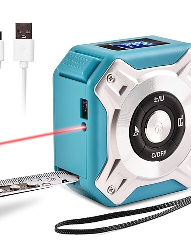  lasermåttband 2-i-1 lasermått 131 fot multifunktionellt måttband 16 fot/5m med digital LCD-skärm nylonbeläggningstejp med magnetisk krok för gör-det-själv-mätning av område/volym