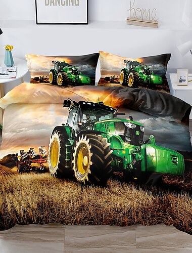  3d beddengoed boerderij tractor print print dekbedovertrek beddengoed sets dekbedovertrek met 1 print print dekbedovertrek of sprei, 2 kussenslopen voor dubbel/queen/king