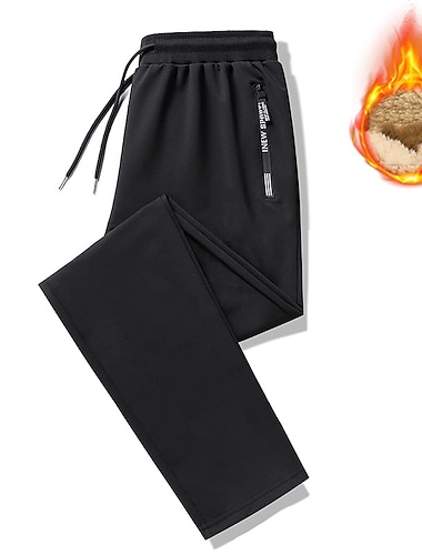  Herren Sporthose Fleece-gefütterte Hose Winter Außen warm halten Windundurchlässig Atmungsaktiv Leicht Unten Verdickter Balkenmund schwarz Verdicktes gerades Schwarz Angeln Klettern Camping / Wandern