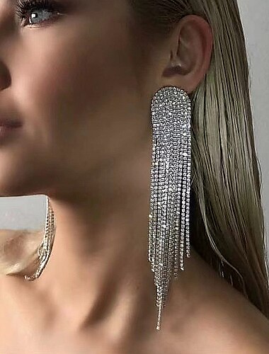  Femme Blanc Boucle d'Oreille Pendantes Franges Etoile Luxe Classique Imitation de diamant Des boucles d'oreilles Bijoux Argent / Dorée Pour Mariage Festival 1 paire
