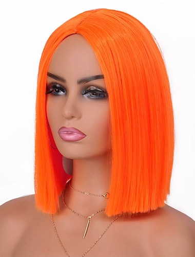  pelucas naranjas para mujeres pelucas cortas naranjas bob para mujeres pelucas sintéticas de despedida media resistentes al calor cosplay disfraces fiesta de citas peluca bob (12 pulgadas)