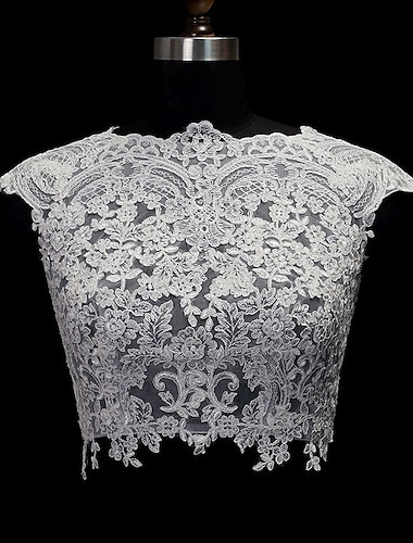  Châle & Etole Châles Etoles de Femme Boléro Sexy Mariée Sans Manches Dentelle Boléros de Mariage Avec Bouton Pour Mariage Printemps été