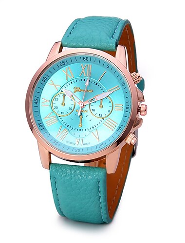  Cadeau pour femmes Montre à quartz Montre-bracelet décontractée extérieure Montre analogique imperméable Sangle en cuir