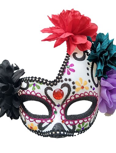  mexicano Máscara Crânio de açúcar Adulto Homens Mulheres Fantasias viva México Dia da Independência do México Finados Carnaval Fantasia de Carnaval Fácil