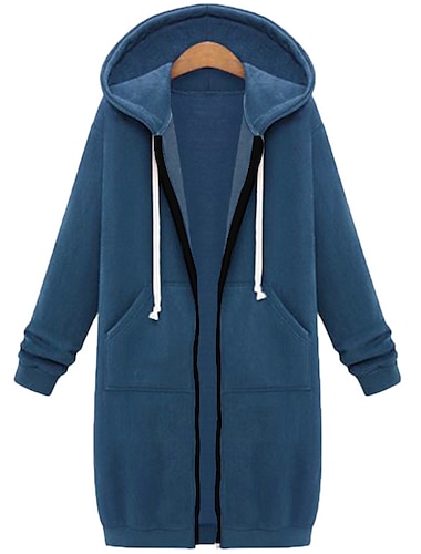  naisten rento takki syyshuppari takki lämmin tuulenpitävä pitkä takki taskulla täynnä vetoketju urheilullinen tavallinen takki normaali istuvuus päällysvaatteet pitkähihainen talvi musta sininen