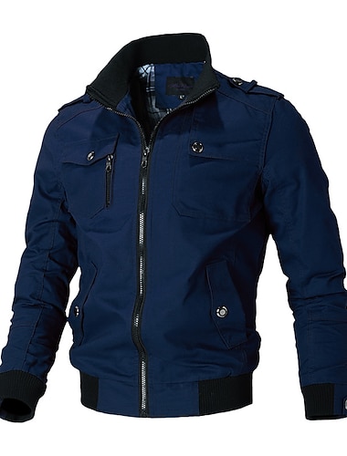  Herren Bomberjacke Militärische taktische Jacke Außen Windundurchlässig Belüftung Atmungsaktiv Multi-Pocket Frühling Herbst Jacke Regenmantel Jagd Militär Traning Schwarz Rote Blau