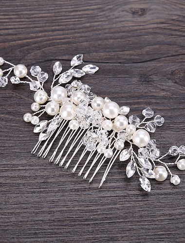  Peignes Casque Accessoires pour cheveux Imitation Perle Fil de cuivre Mariage Fête / Soirée Mariage Mariée Avec Perle fausse Cristal / strass Casque Couvre-chef
