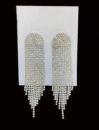  Damen Weiß Tropfen-Ohrringe Quaste Stern Luxus Klassisch Diamantimitate Ohrringe Schmuck Silber / Gold Für Hochzeit Festival 1 Paar