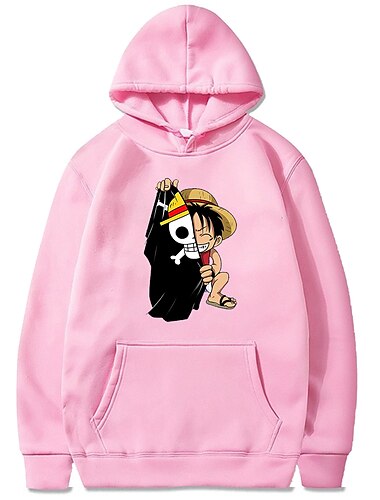  One Piece Affe D. Ruffy Kapuzenshirt Zeichentrick Manga Anime Harajuku Grafik Kawaii Für Paar Herren Damen Erwachsene Heißprägen