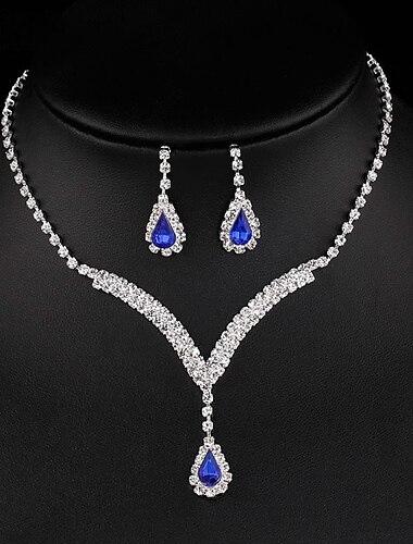  Bridal Jewelry Sets 2pcs Clear Rhinestone Alloy 1 Necklace Earrings Women's Personalized Stylish Artistic Classic Precious irregular Jewelry Set For Wedding Special Occasion Street