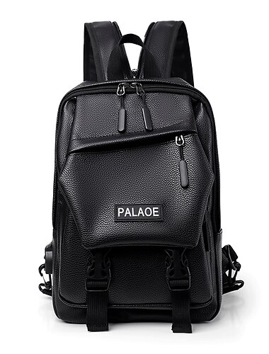  Sac à dos en similicuir noir pour homme avec sangles à boucle et poches zippées – sac de voyage et de transport antivol élégant pour le travail ou un usage quotidien