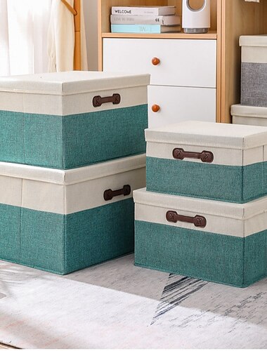  stof opvouwbare opbergdoos huishoudelijke kledingkast quilt afwerking doos met deksel grote opbergmand auto lade type opbergdoos