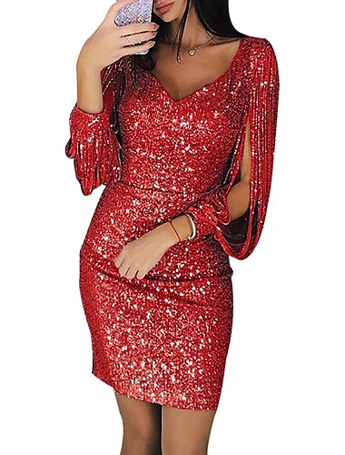  Retro Vintage Goldene Zwanziger 1920er Flapper Kleid Kleid Abschlussballkleid Der große Gatsby Charleston Hochzeitsgast Pailletten Quastenfransen Pailletten Damen Karneval Maskerade Hochzeit