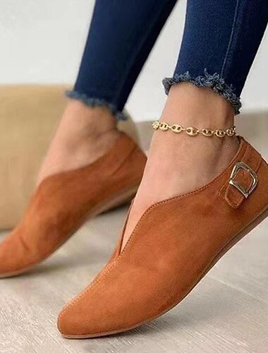  scarpe basse da donna in pelle scamosciata beige con punta affilata e cinturino con fibbia - scarpe casual slip-on per l'uso quotidiano