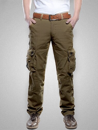  Herren Cargohose Cargohosen Cargohose Hose Hosen Arbeitshose Multi Pocket Feste Farbe Plaid Komfort Atmungsaktiv In voller Länge Formal Geschäft Baumwolle 100% Baumwolle Brautkleider schlicht Schlank