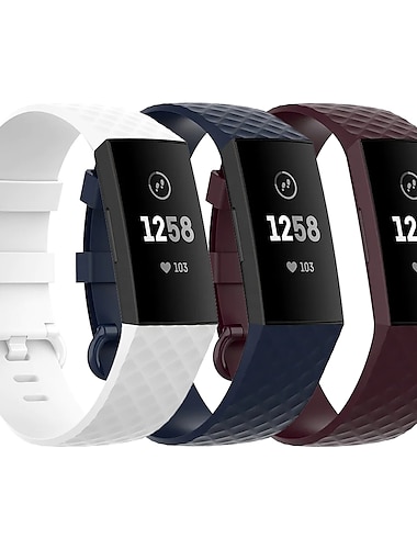  3 paquetes Ver Banda para Fitbit Charge 4 / Charge 3 / Charge 3 SE Silicona Reemplazo Correa Suave Elástico Transpirable Correa Deportiva Pulsera