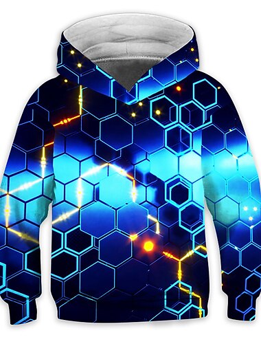  Kinder Jungen 3D Schwindel Hoodie Langarm optische Täuschung Drucktasche grün rot gelb Kinder Tops Mode Hoodie