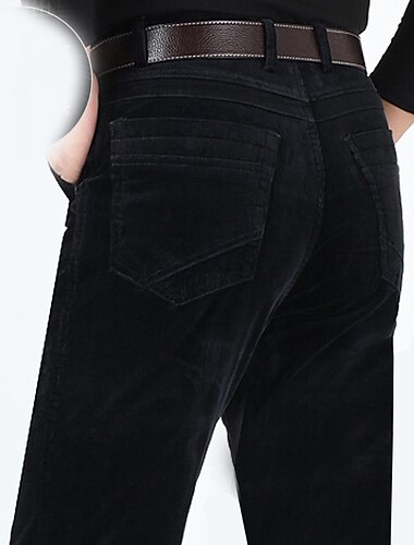  Herren Anzughosen Cordhose Winterhose Hose Hosen Tasche Glatt Warm Atmungsaktiv In voller Länge Hochzeit Geschäft Casual Brautkleider schlicht Hose Schwarz Braun Mikro-elastisch