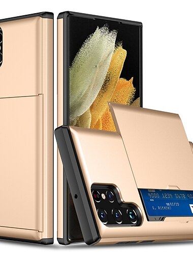  телефон Кейс для Назначение SSamsung Galaxy S25 S24 S23 S22 S21 FE S21 Ультра Плюс S20 Кейс на заднюю панель Бумажник для карт Защита от пыли Защита от удара Однотонный ТПУ