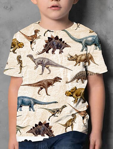  Jungen 3D Tier T-Shirt Kurzarm 3D-Druck Sommer Aktiv Polyester kinderkleidung 4-12 Jahre Schulanfang Regular Fit