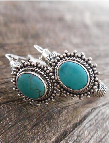  Long rui superventas an n moda retro turquesa pendientes estilo boho pendientes ovalados