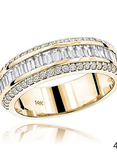  dames lichte ring luxe mode 14k gouden drie-drain diamant slternate eenvoudig