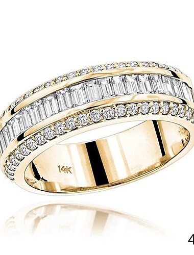  bague lumineuse pour femme luxe mode or 14 carats trois drains diamant slternate simple