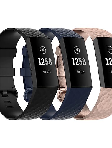  3 Pack Uhrenarmband für Fitbit Charge 4 / Charge 3 / Charge 3 SE Silikon Ersatz Gurt Weich Elasthan Atmungsaktiv Sportarmband Armband