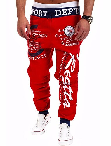  Herren Jogginghose Trainingshose Jogginghose Jogger Hose Hosen Elastische Taille Buchstabe Grafik-Drucke Sports Outdoor Freizeitskleidung Brautkleider schlicht HipHop Grau Blau Schwarz Blau Hoher