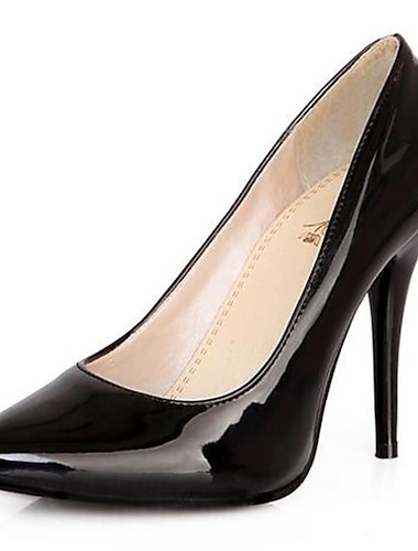 Femme Chaussures à Talons Escarpins Grandes Tailles Travail du quotidien Couleur Pleine Eté Talon haut Escarpins Bout pointu Entreprise basique Classique Cuir Verni Mocassins Noir Jaune Rose