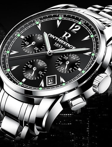  Relojes ontheedge para hombre, reloj de cuarzo de negocios de moda de lujo, reloj cronógrafo resistente al agua de acero inoxidable