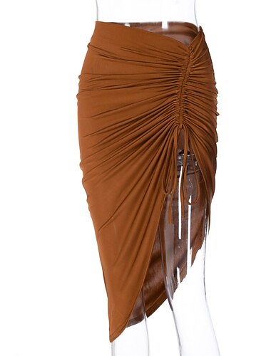  Baile Latino Faldas Color Puro Mujer Rendimiento Ropa Cotidiana Cintura Alta Poliéster