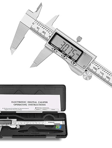  Digital Caliper Measuring Tool Stainless Steel Vernier Caliper 6 Inch/150mm Electronic Digital Calipers Inch/MM Conversion Calipers Measuring Tools with Large LCD Screen and Spare Battery
