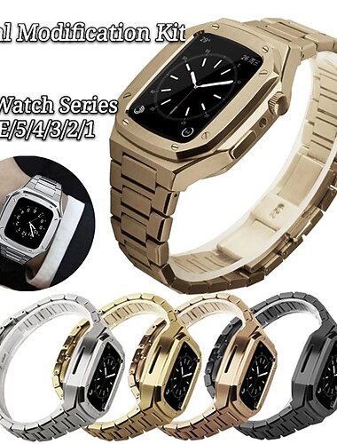  Láncos karkötő Kompatibilis valamivel Apple Watch óraszíj 40 mm 41mm 44mm 45mm Case-szal Férfi Pillangó csat Rozsdamentes acél Csere óraszíj mert iwatch Series 9 8 7 6 5 4 SE