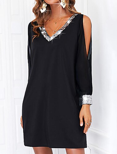  Dames Halflange jurk Geruite Jurk Hemdjurk Stijlvol Modern Casual Bruiloft gast Dagelijks Afspraakje Ruim Passend Effen Afdrukken Lange mouw V-hals Zwart Zomer Lente