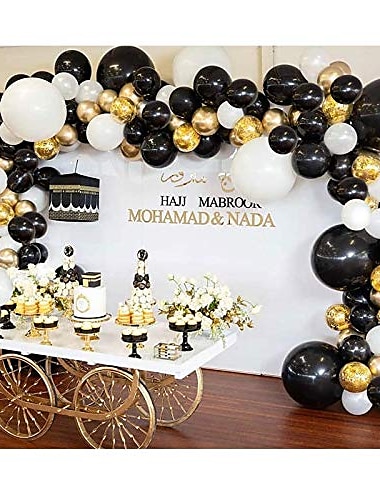 bricolaje negro & kit de arco de guirnalda de globos de oro 100 piezas de globos para cumpleaños de cuenta regresiva víspera de año nuevo telón de fondo despedida de soltera fiesta de bodas centro de