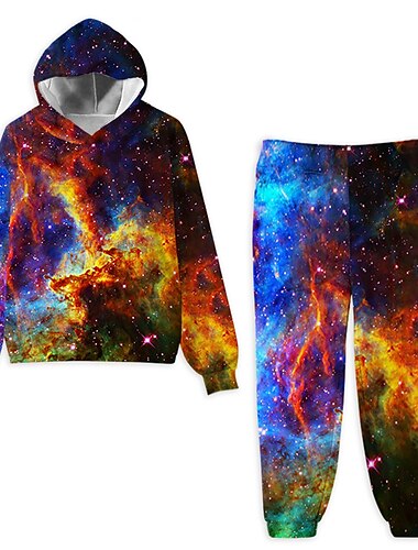  Dla chłopców 3D Graficzny Wszechświat Zestaw bluzy i spodni dresowych Komplet odzieży Długi rękaw Wiosna Jesień Zima Sport Moda Codzienny Dzieci 3-12 lat Na zewnątrz Urlop Ulica Regularny