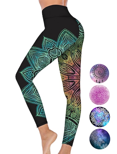 Damskie Spodnie do jogi Podnoszenie pośladków Wyszczuplenie brzucha Wysoka talia Trening w siłowni Bieganie Zdatność Rajstopy Getry Graficzny Czarny Jasnoróżowy Różowy Jesień Zima Sport Odzie