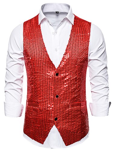  Disco 1980s Masquerade Vest Waistcoat Disco Embroidery Men's Carnival Costume Masquerade Party Club Pride Parade Adults' Vest