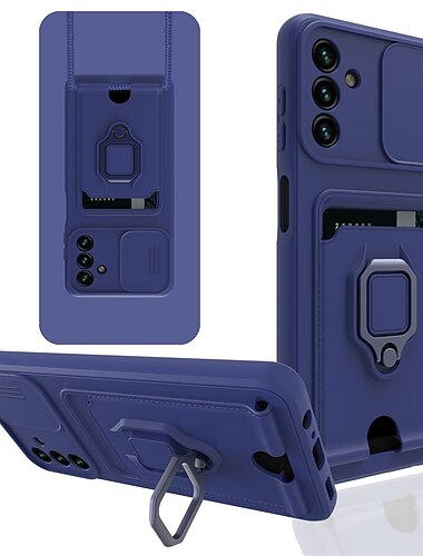  telefono Custodia Per Samsung Galaxy S26 Ultra Plus S25 S23 Ultra Plus A53 A33 A13 A32 A52 Robusto con Supporto Porta-carte di credito Supporto ad anello Tinta unita TPU