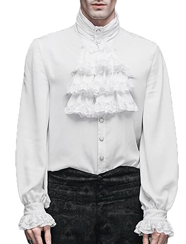  Retro / vintage Middelalderkostumer Bluse / Skjorte Maskerade Ren Faire Prins Vampyr Aristokrat Normal Herre Pirat Fantasi Steampunk Karneval Nytår Maskerade Fest Festival Voksne Bluse Alle årstider
