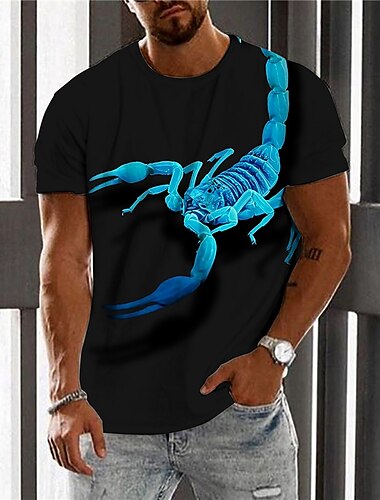  Herren Unisex Grafik-Drucke Skorpion T Shirt Kurzarm T-Shirt 3D-Druck Rundhalsausschnitt Hemd Designer Brautkleider schlicht Groß und hoch Täglich Festtage Schwarz Sommer Bekleidung S M L XL XXL 3XL