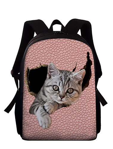  3D-Katze, die durch einen Rucksack in Kunstlederoptik krallt – Schultasche mit realistischem Tierdesign für Teenager, Jungen und Mädchen