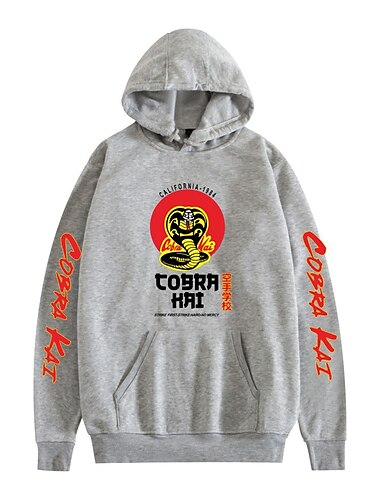  Kobra Kai Karate Kid Kapuzenshirt Anime Zeichentrick Anime Harajuku Grafik Kawaii Für Paar Herren Damen Erwachsene Zurück zur Schule Heißprägen
