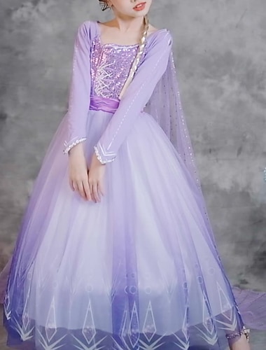  kirjaviikko 2026 lasten pikkutyttöjen mekko graafinen geometrinen A-linjainen mekko syntymäpäiväperformanssi rypytetty verkko pitsi violetti maksi pitkähihainen prinsessanaamiaisasu mekot syksy kevät normaali istuvuus 4-12 vuotta