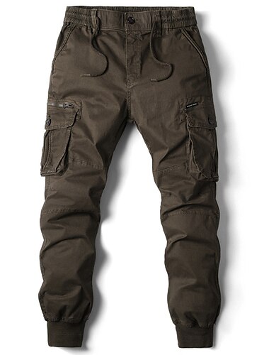 Herren Cargohose Cargohosen Cargohose Hose Hosen Taktisch Kordelzug Elastische Taille Multi Pocket Glatt Atmungsaktiv Draussen In voller Länge Casual Täglich Brautkleider schlicht Taktisch Armeegrün