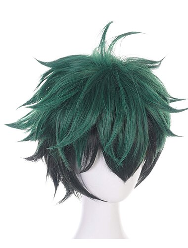  Аниме mha bnha izuku Midoriya Deku парик для косплея для женщин и мужчин детский косплей (зеленый-черный)