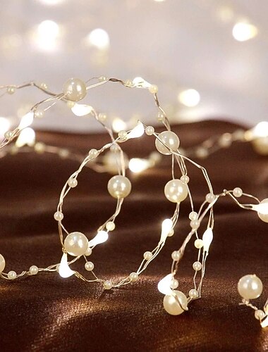  5m 50leds Pareldraad Koperen String Lights Accu Aangedreven Fairy Lamp Bruiloft Partij Thuis Guirlande Feestdecoratie